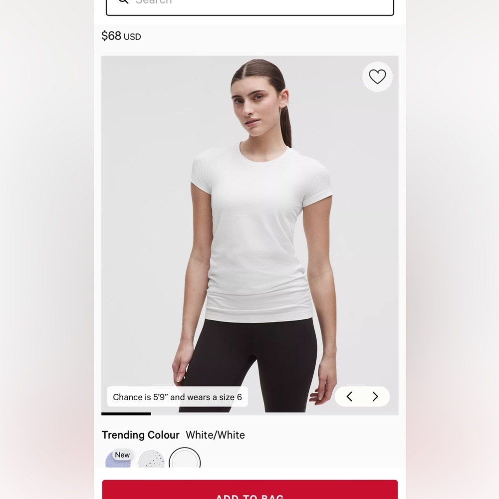Lulu lemon white Swiftly Tech Short-Sleeve Shirt 2.0
Hip Length
